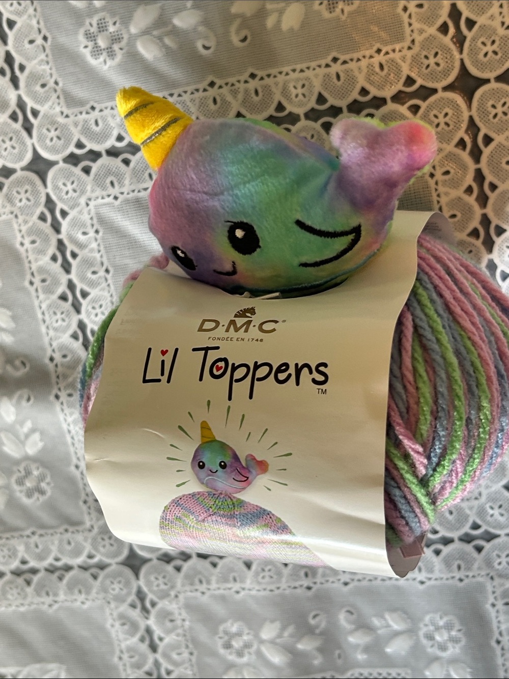 DMC Lil Toppers Rainbow Narwhal Plush Baby Hat with Topper Kit - Multicolor